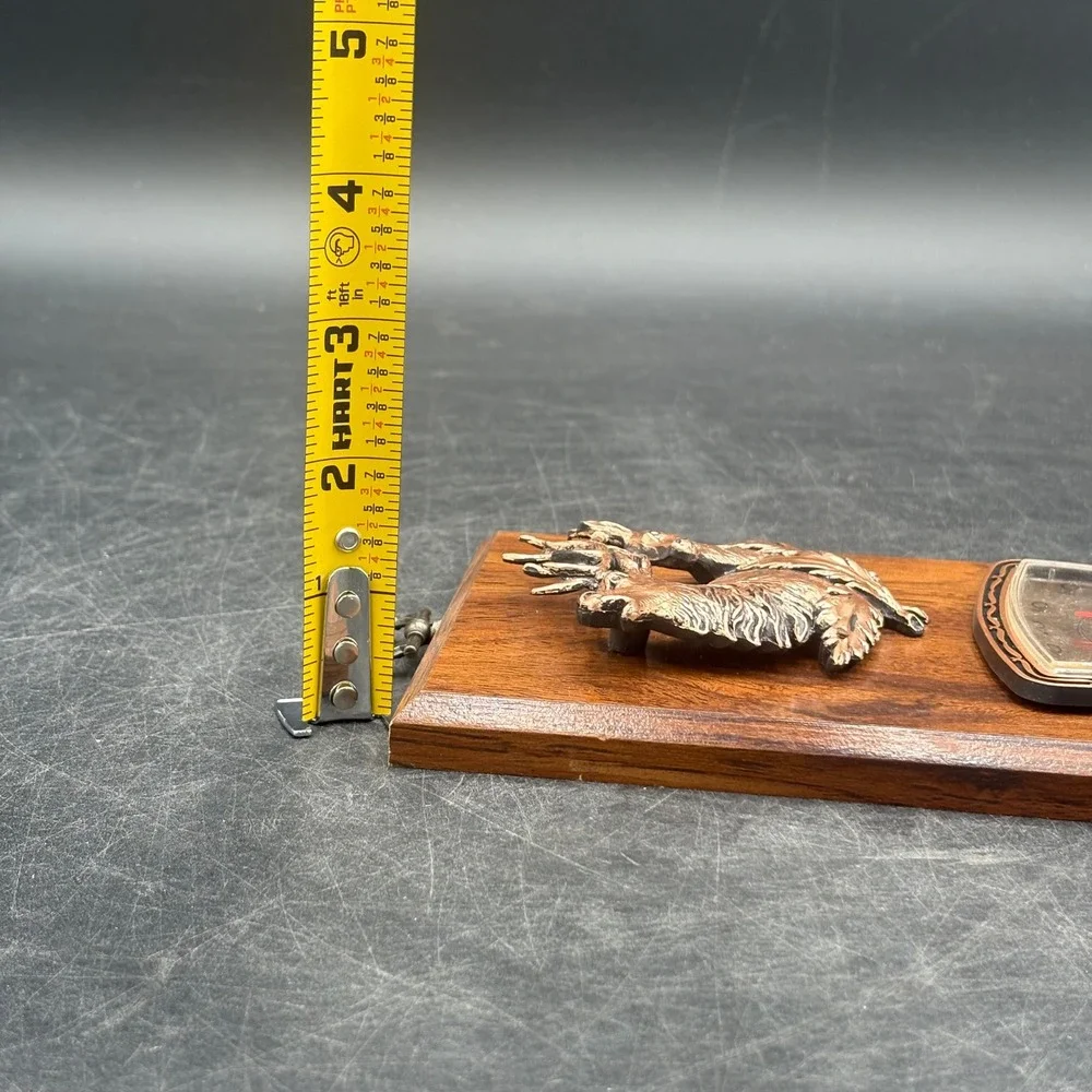 Vtg Set of 2 A&F Canada 3D Leaping Buck Deer Plaques Copper Tone Wood 1330LB